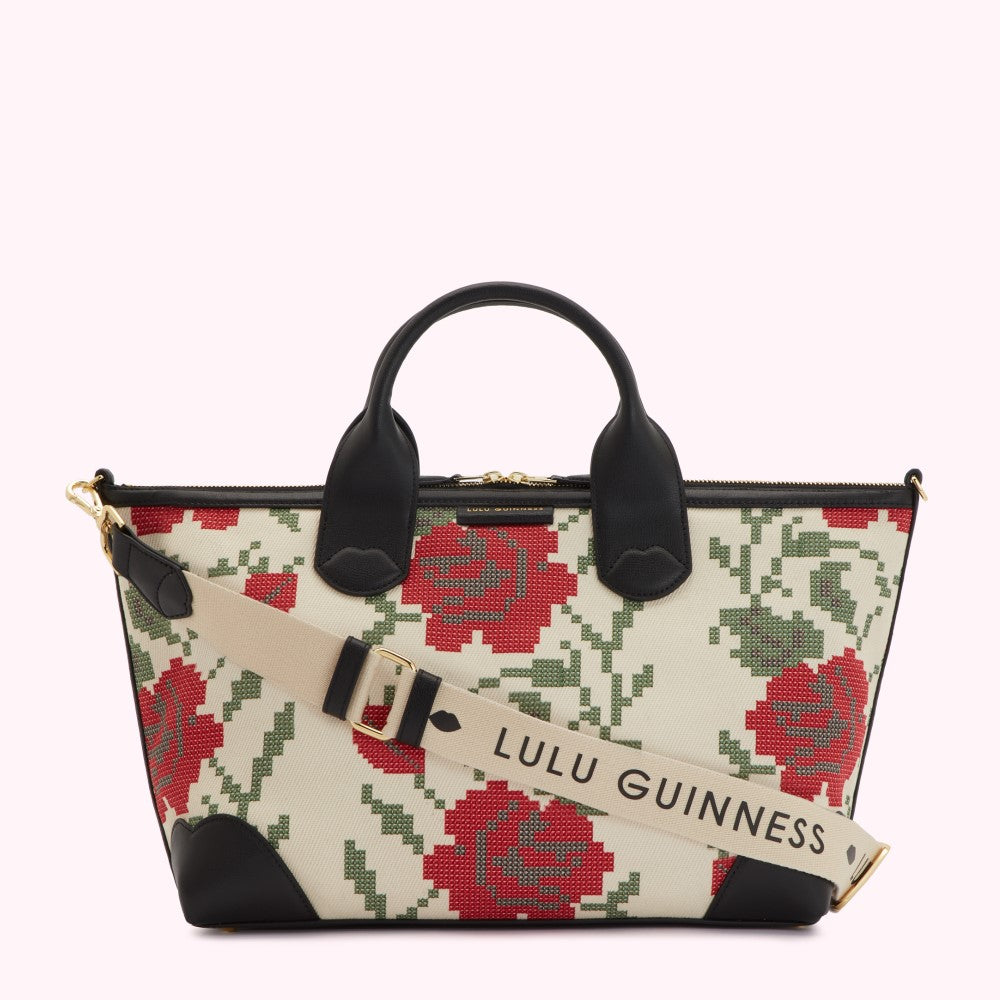 Multi Small Rose Print Poppins Bag | Lulu Guinness