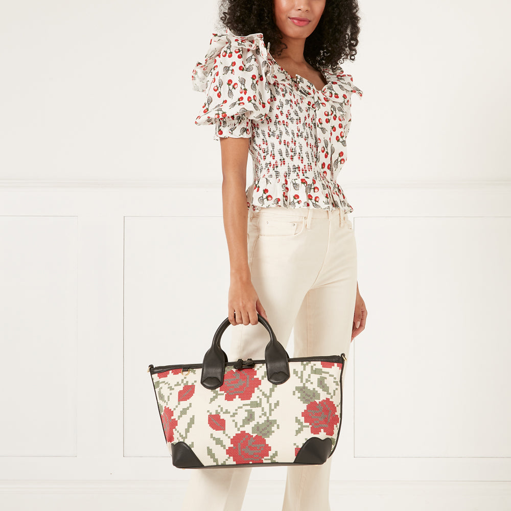 MULTI SMALL ROSE PRINT POPPINS BAG