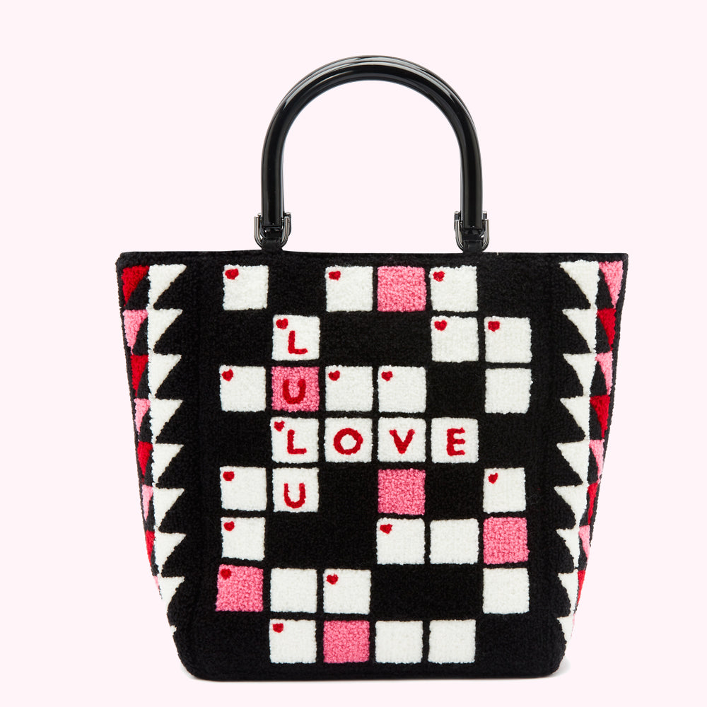 BLACK CROSSWORD BIBI TOTE