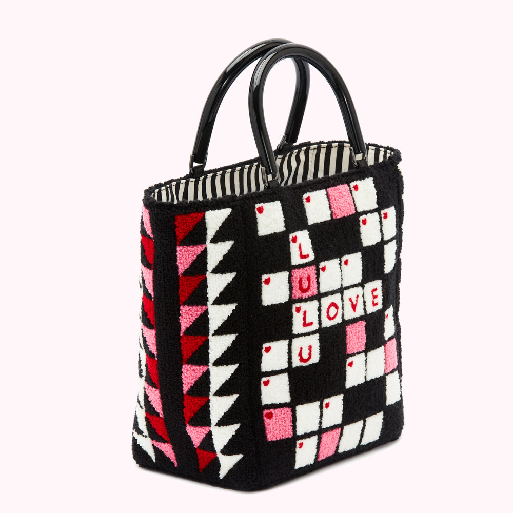 BLACK CROSSWORD BIBI TOTE