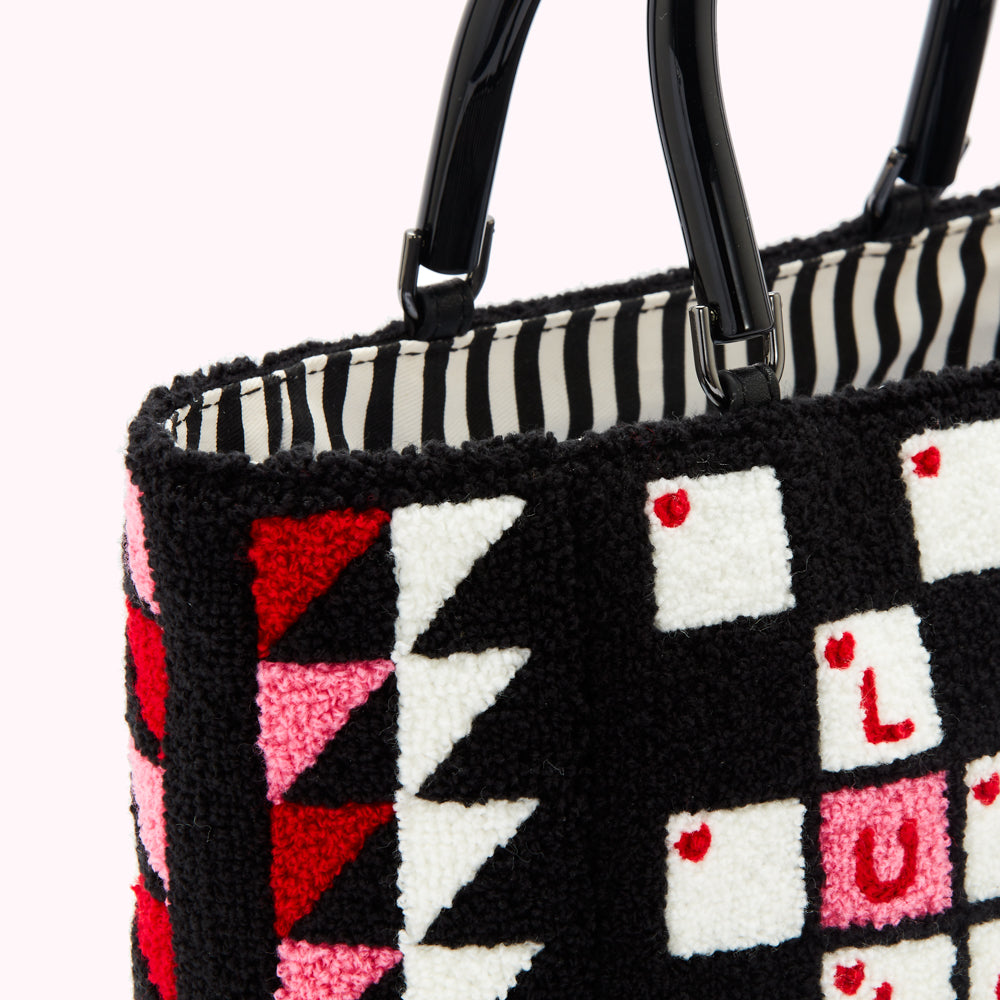 BLACK CROSSWORD BIBI TOTE