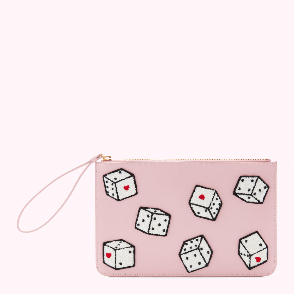 BLOSSOM PINK LEATHER DICE GRACE POUCH
