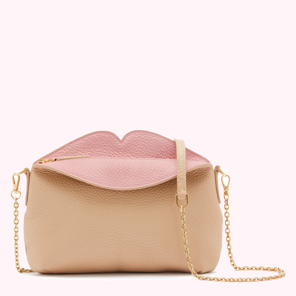 ALMOND LEATHER CLEO CROSSBODY BAG