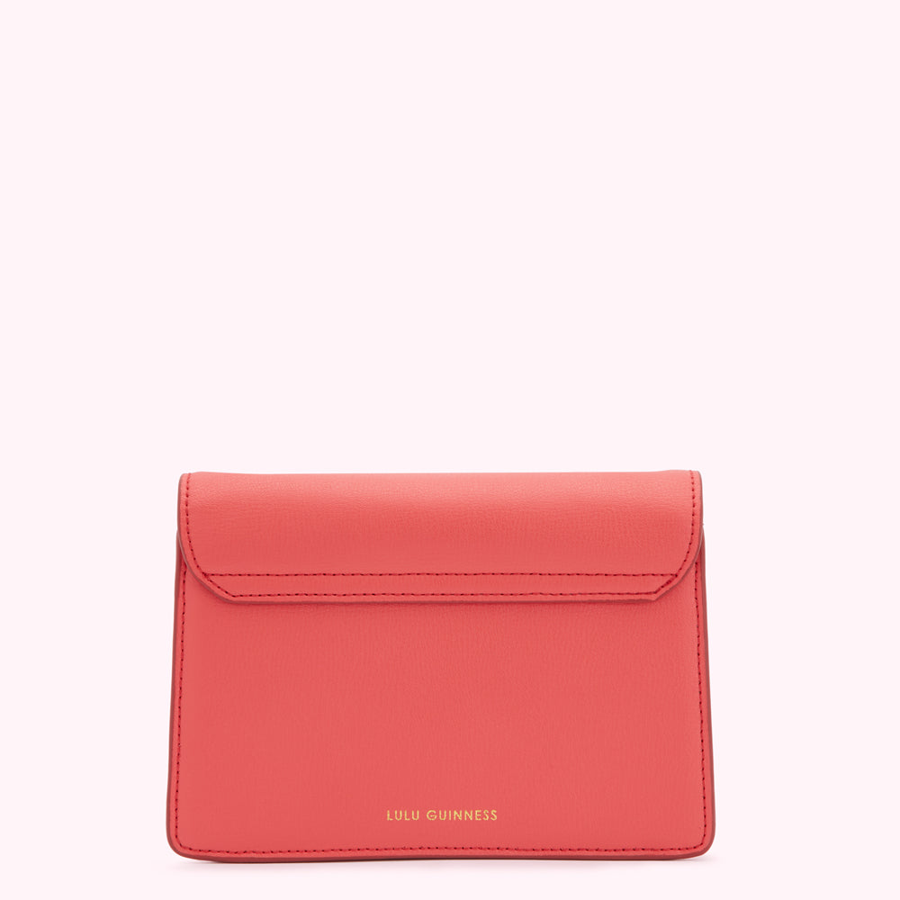 Coral Cut Out Lip Polly Mini Crossbody Bag | Lulu Guinness