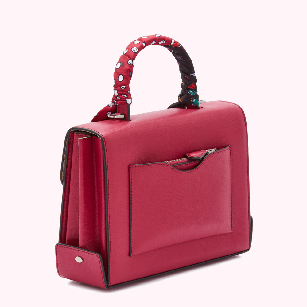 RASPBERRY LARGE LEATHER QUEENIE HANDBAG