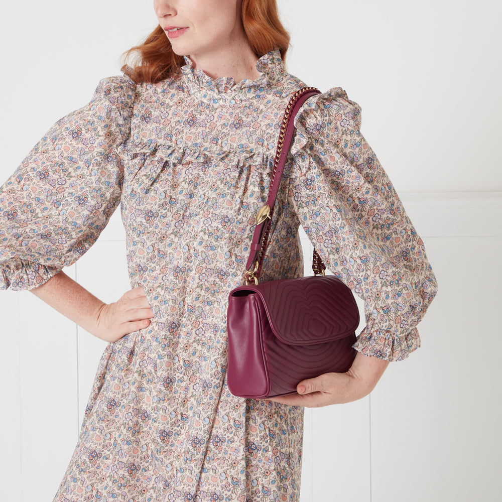 Peony Lip Ripple Quilted Leather Brooke Crossbody Bag