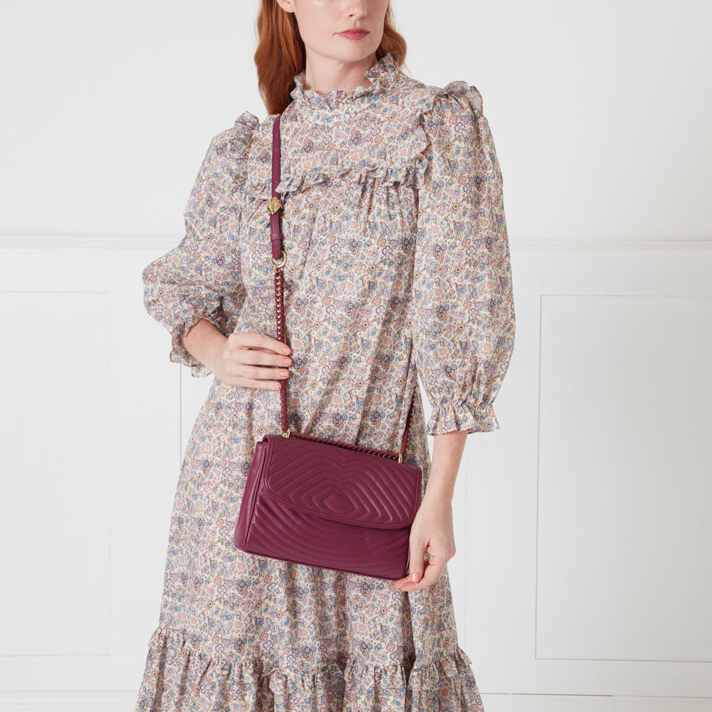 Peony Lip Ripple Quilted Leather Brooke Crossbody Bag