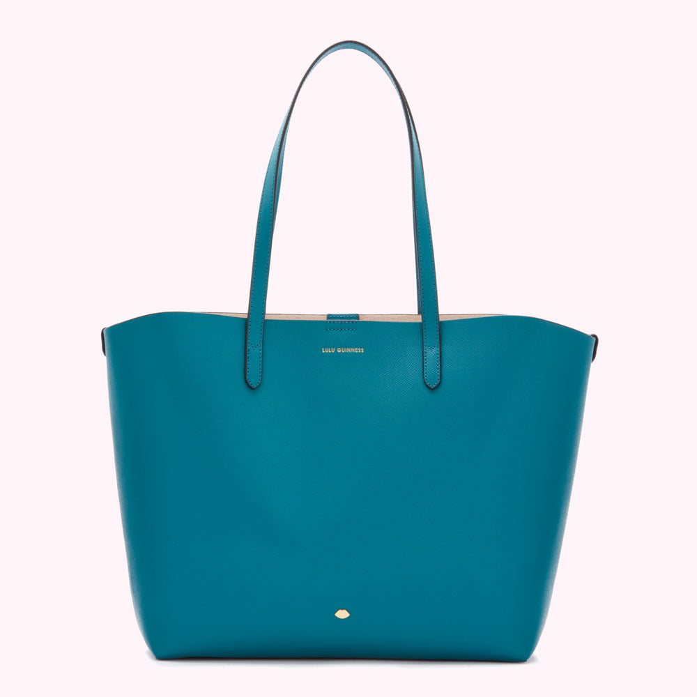 Teal Lulu Guinness tote bag.
