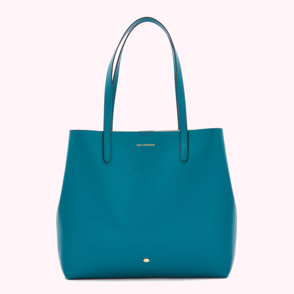 Teal Lulu Guinness tote bag.