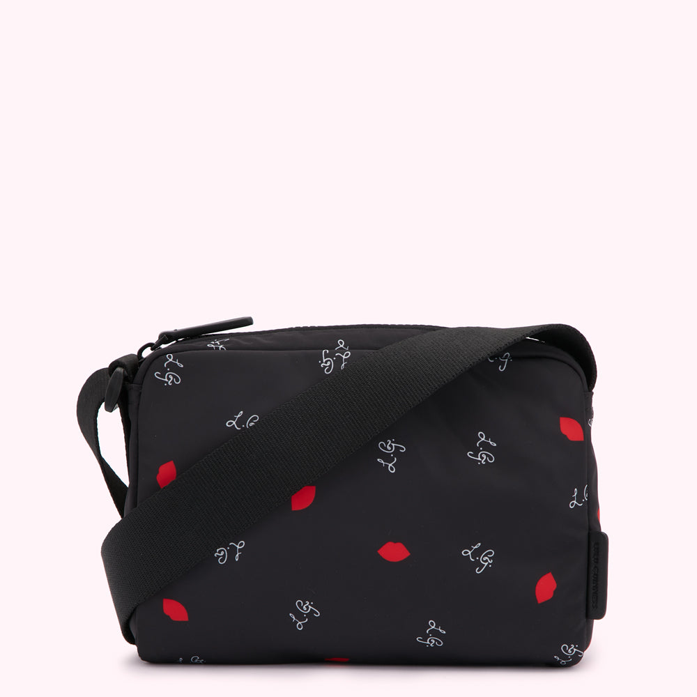 BLACK MULTI LG & LIP PRINT BESSIE CROSSBODY BAG