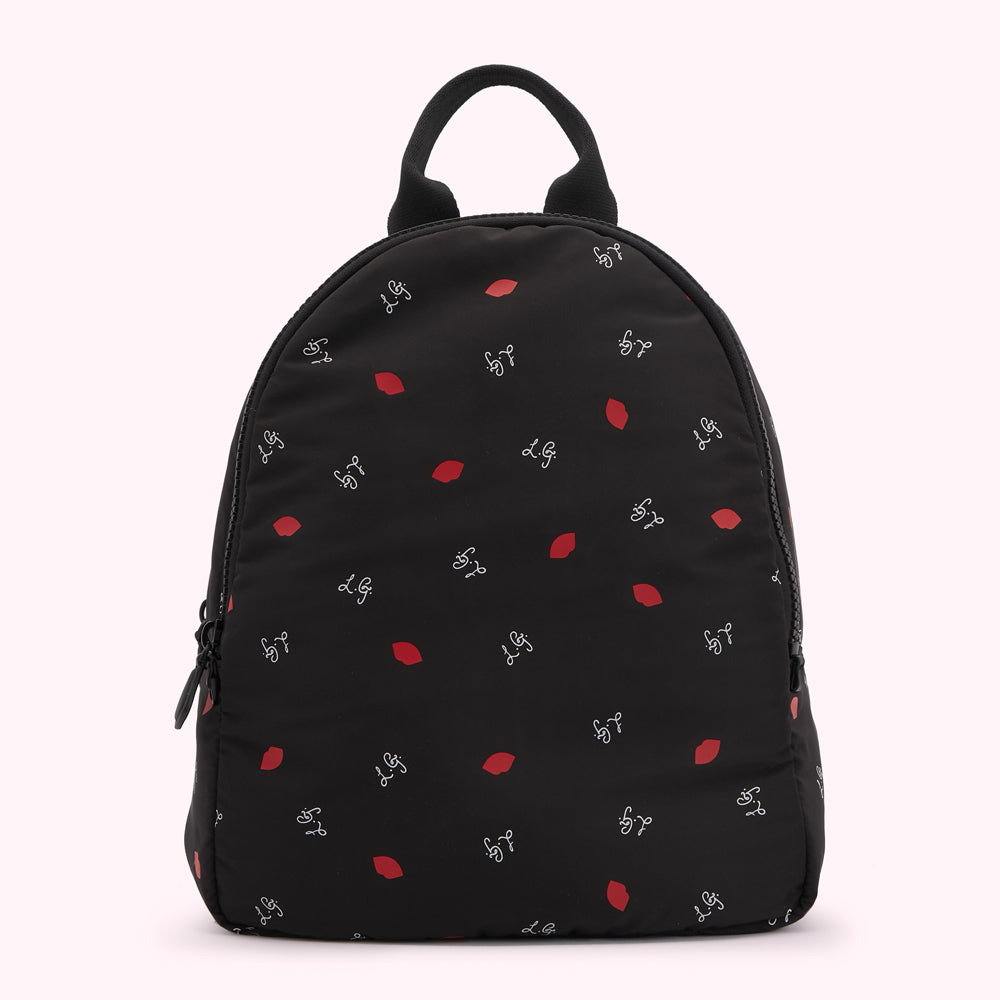 BLACK MULTI LG & LIP PRINT SADIE BACKPACK