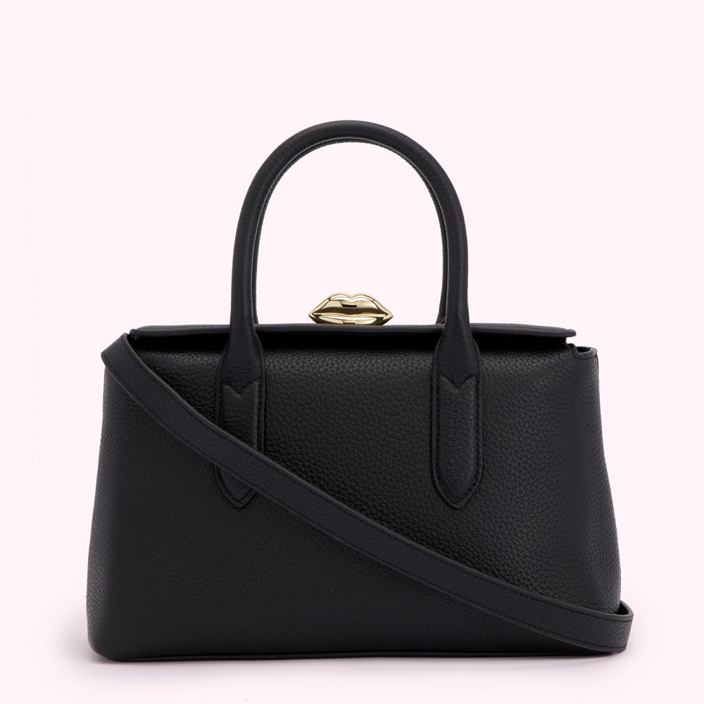 Black with Shiny Metal leather Madeline Handbag