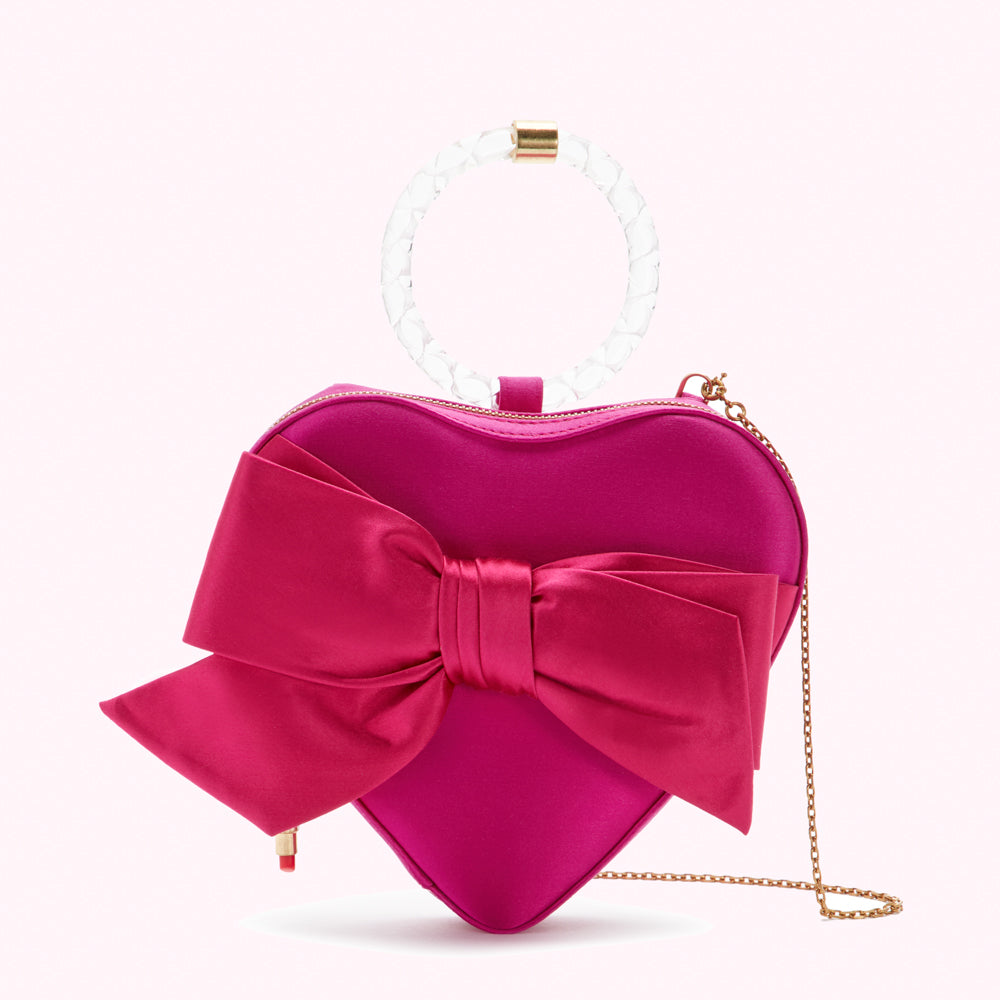 FUCHSIA HEART CHOCOLATE BOX CLUTCH BAG