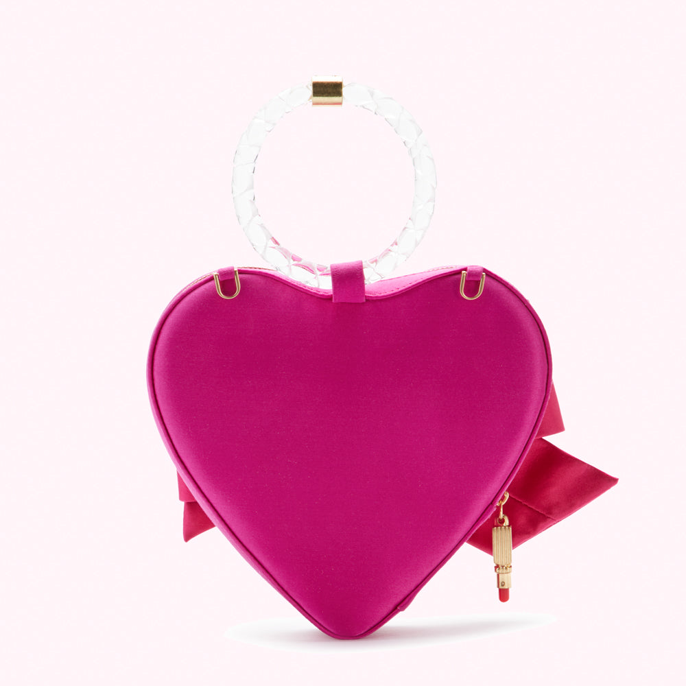 FUCHSIA HEART CHOCOLATE BOX CLUTCH BAG