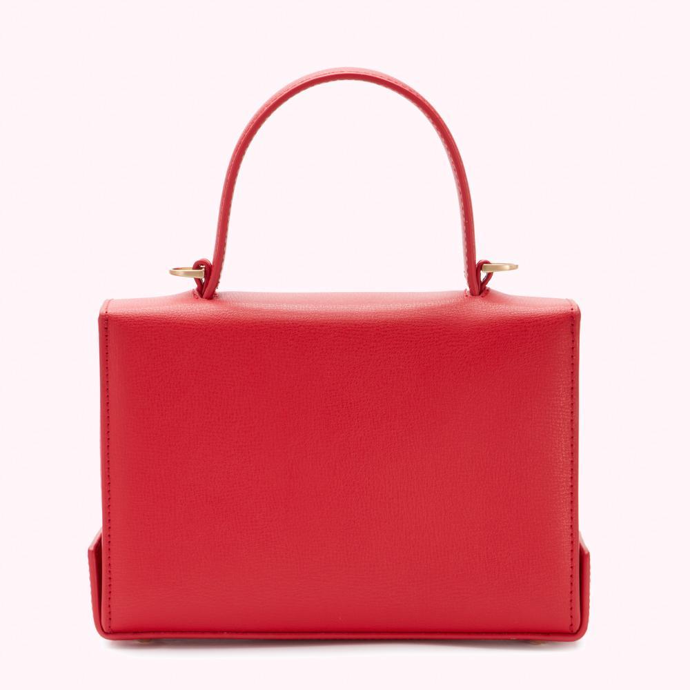 RED MEDIUM LIP TURNLOCK QUEENIE HANDBAG