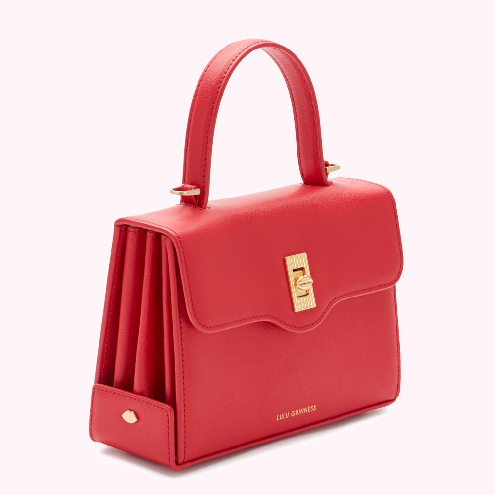 RED MEDIUM LIP TURNLOCK QUEENIE HANDBAG