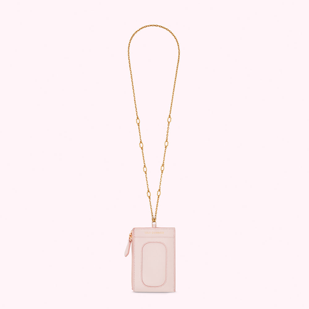 BLUSH LEATHER TEMPLE LANYARD
