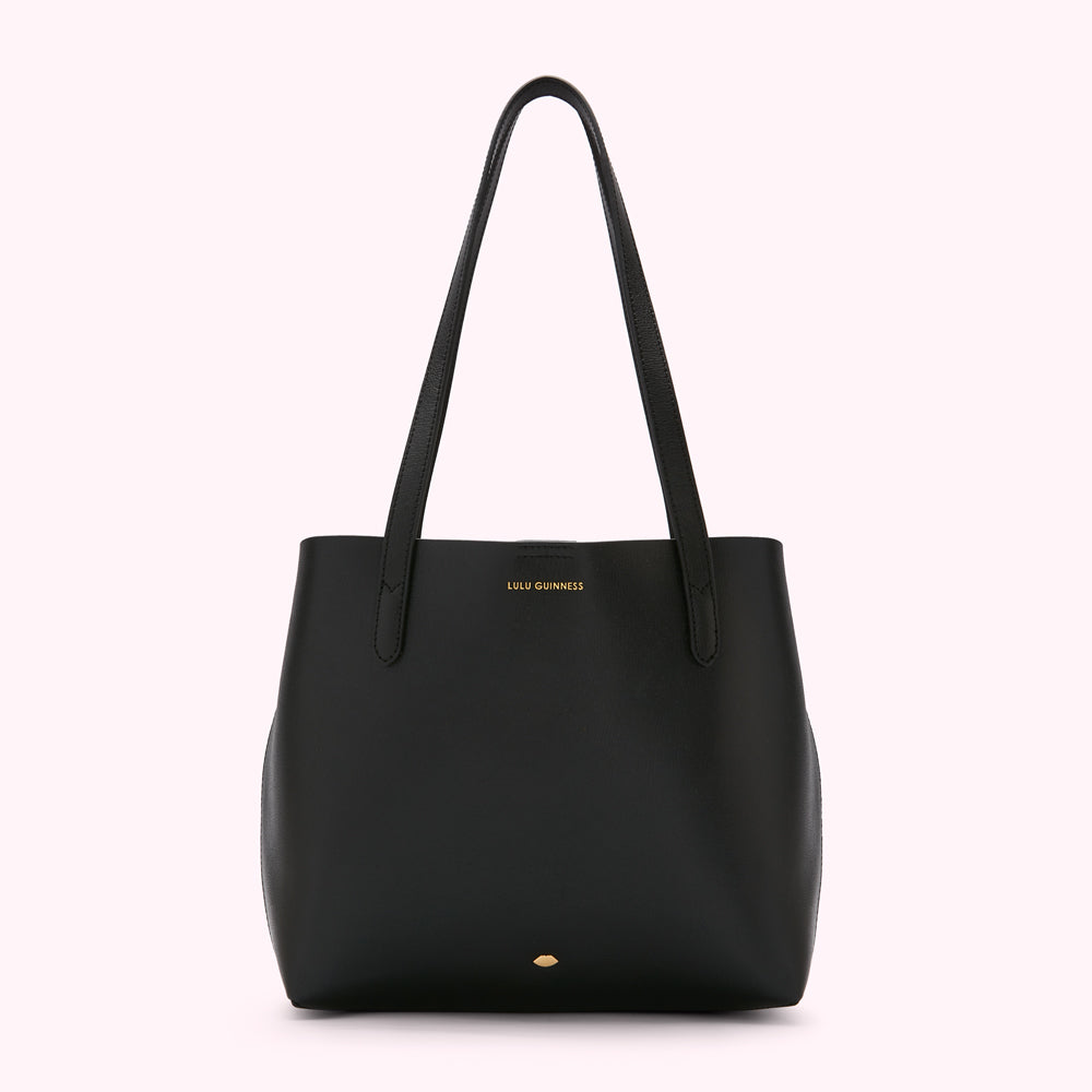 BLACK LEATHER SMALL IVY TOTE BAG