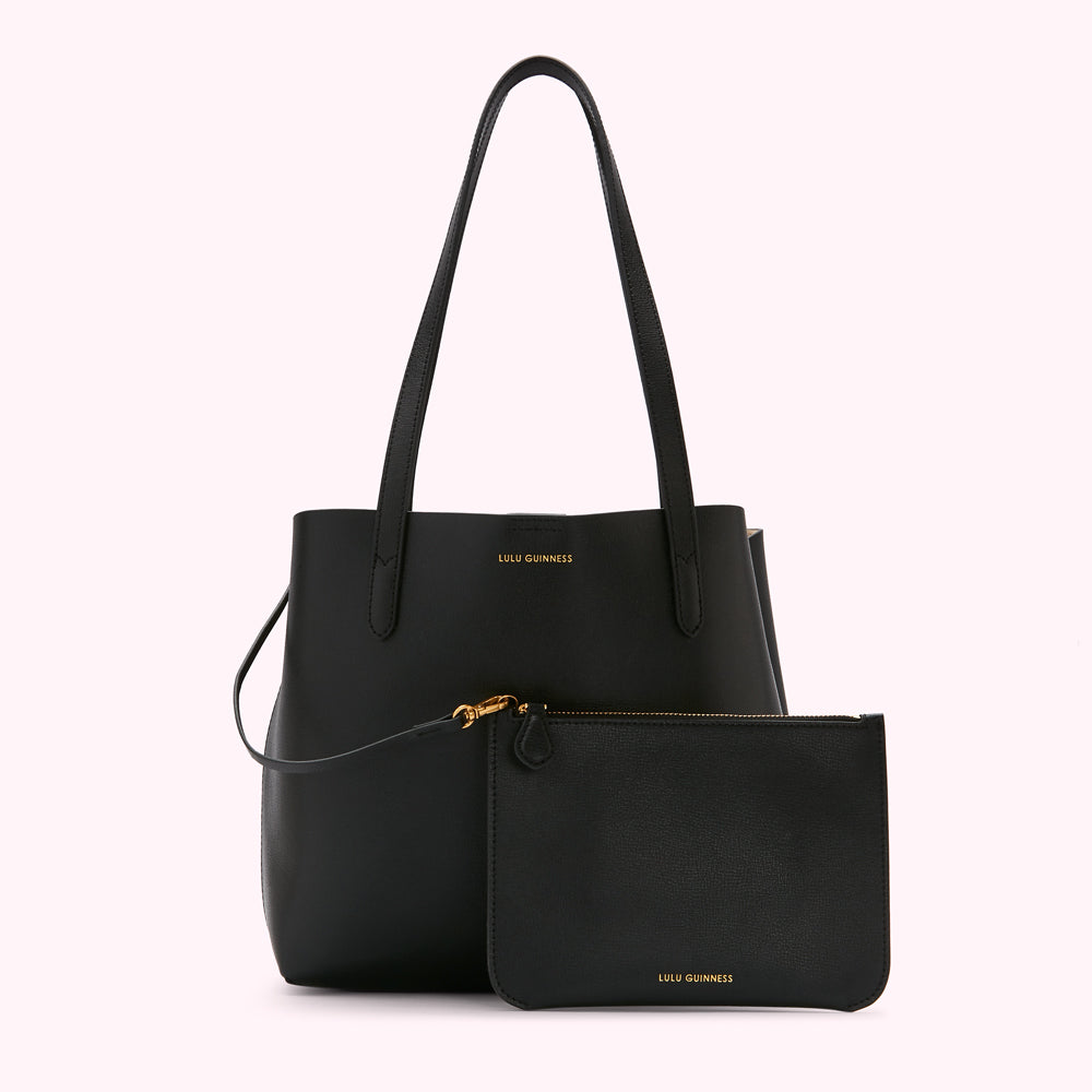 BLACK LEATHER SMALL IVY TOTE BAG