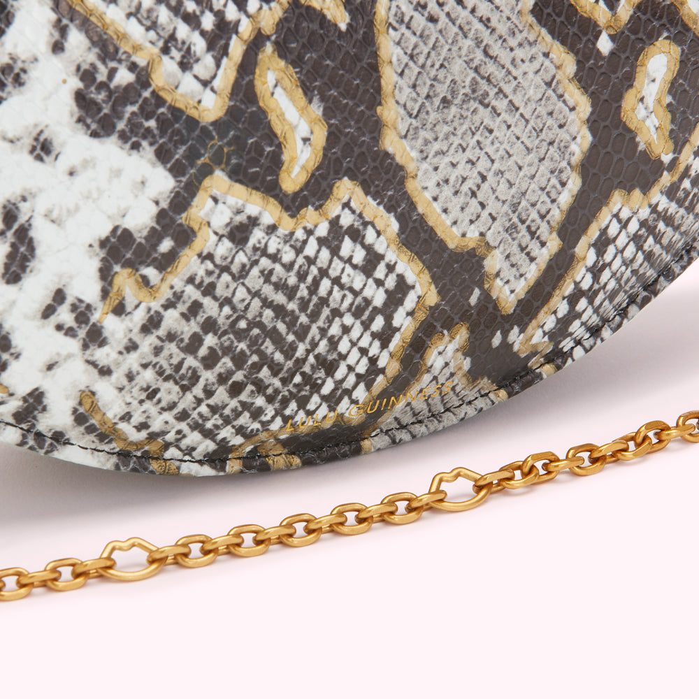 FAUX SNAKE PRINT LIPS CLUTCH BAG