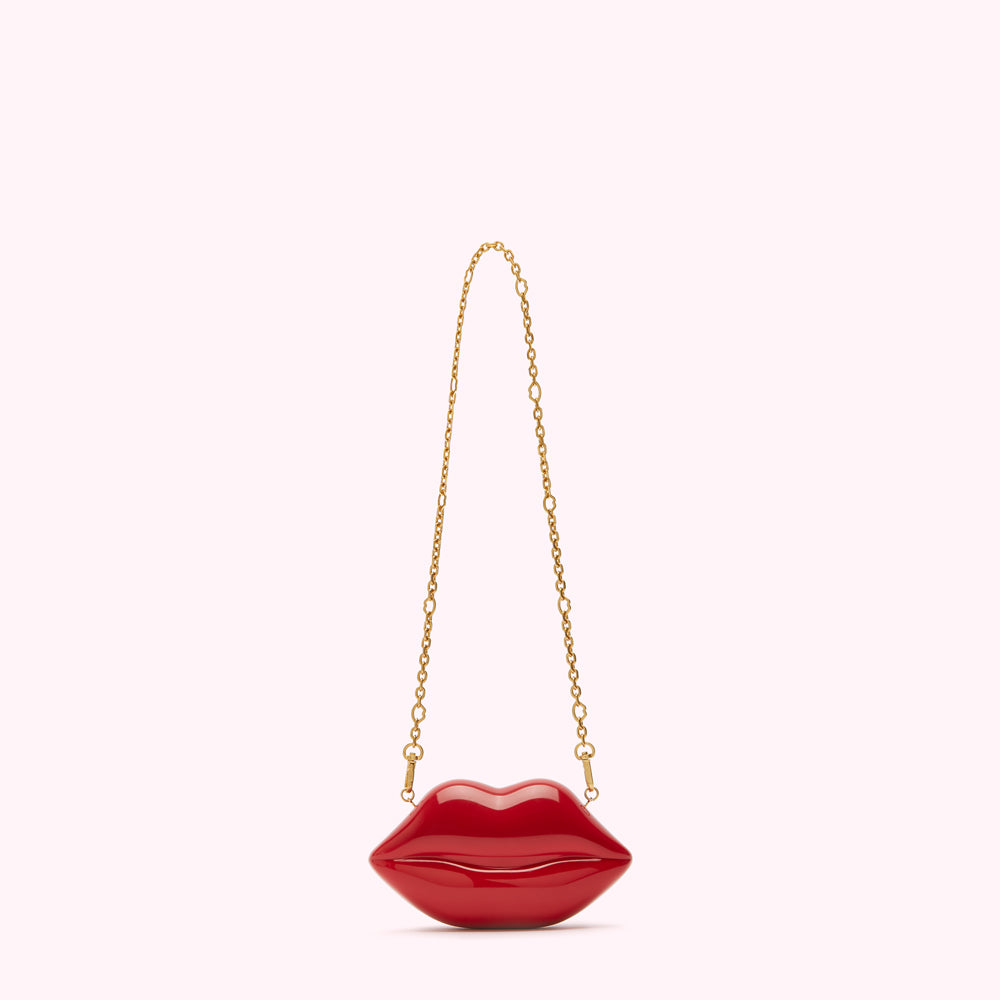 LULU RED MICRO LIPS CLUTCH BAG