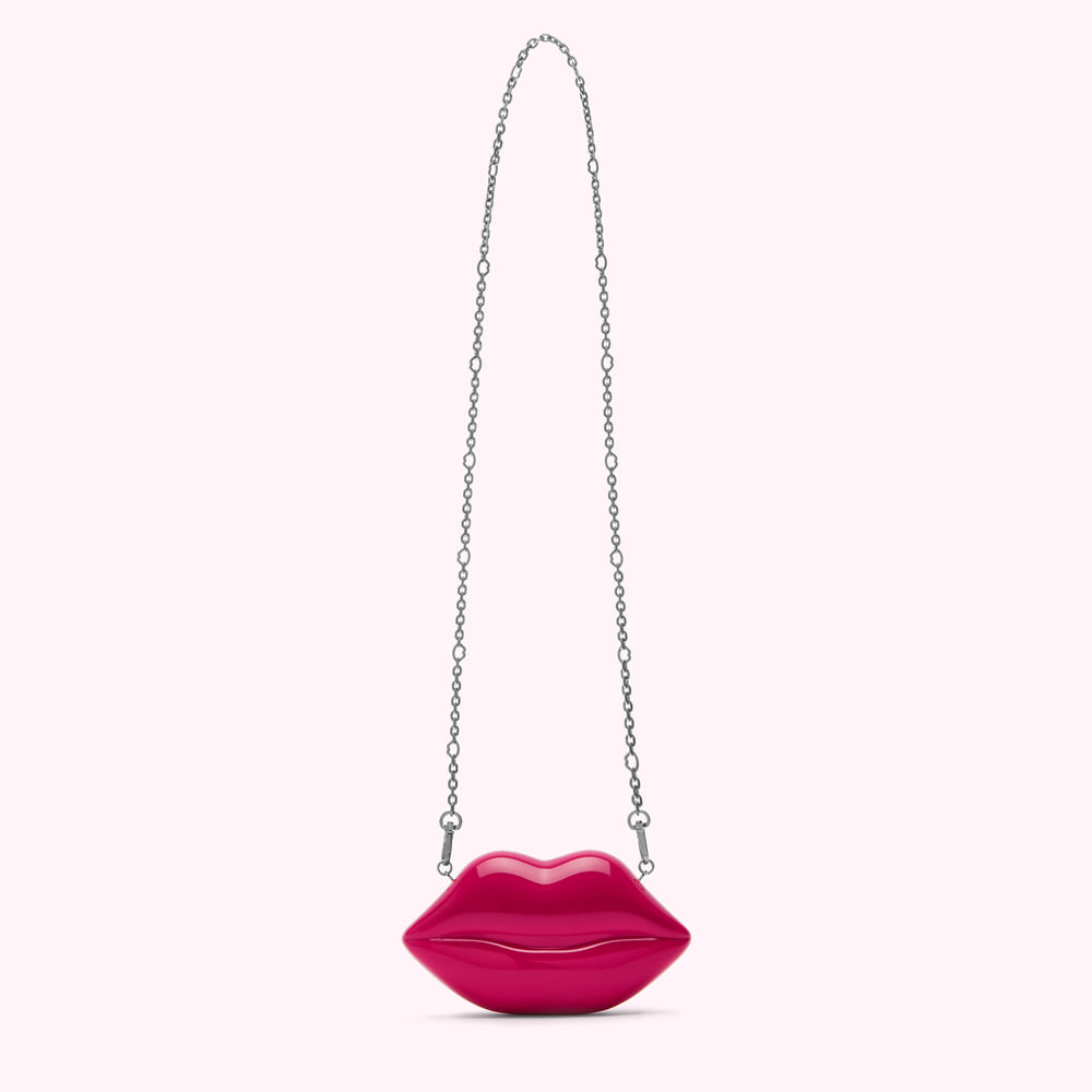 SHOCKING PINK MICRO LIPS CLUTCH BAG