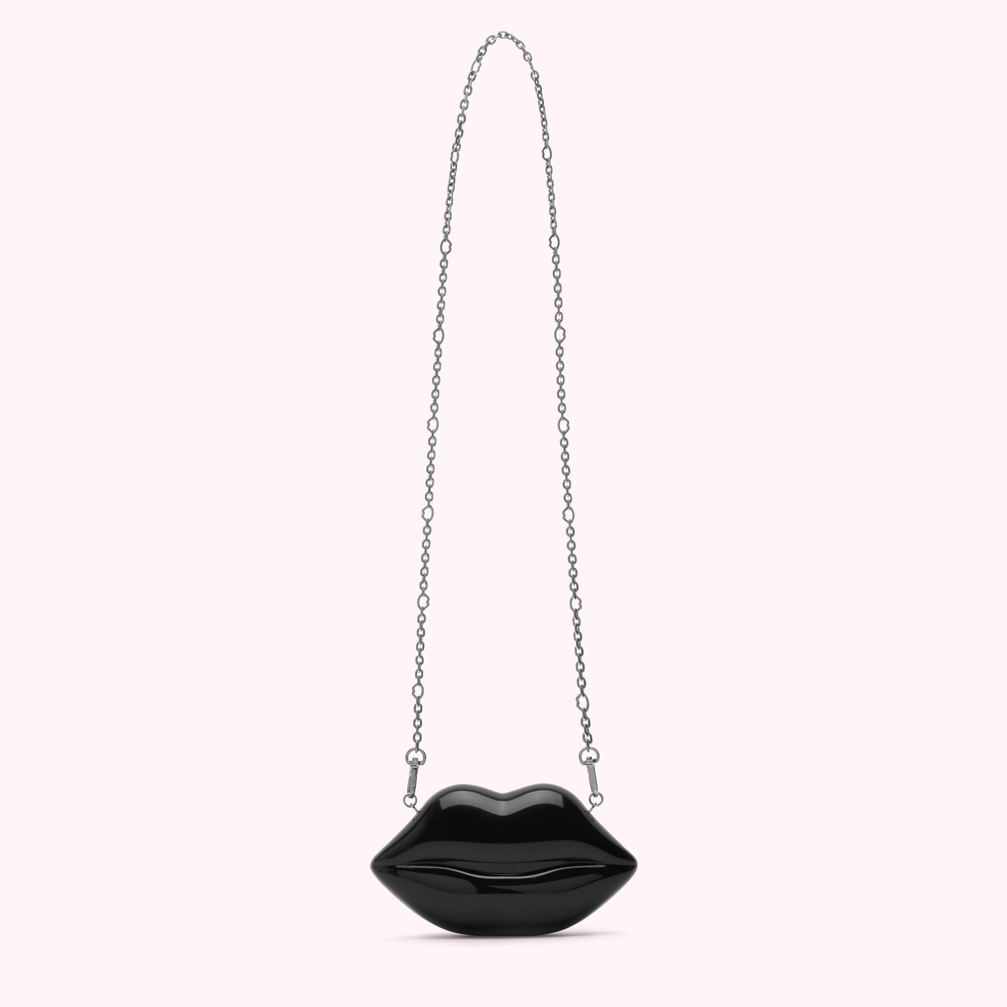 BLACK MICRO LIPS CLUTCH BAG