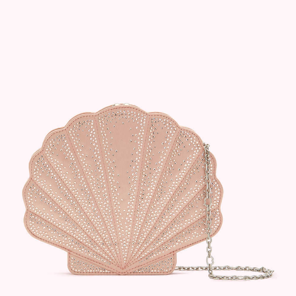 POWDER SATIN SHELL CLUTCH SWAROVSKI® CRYSTALS