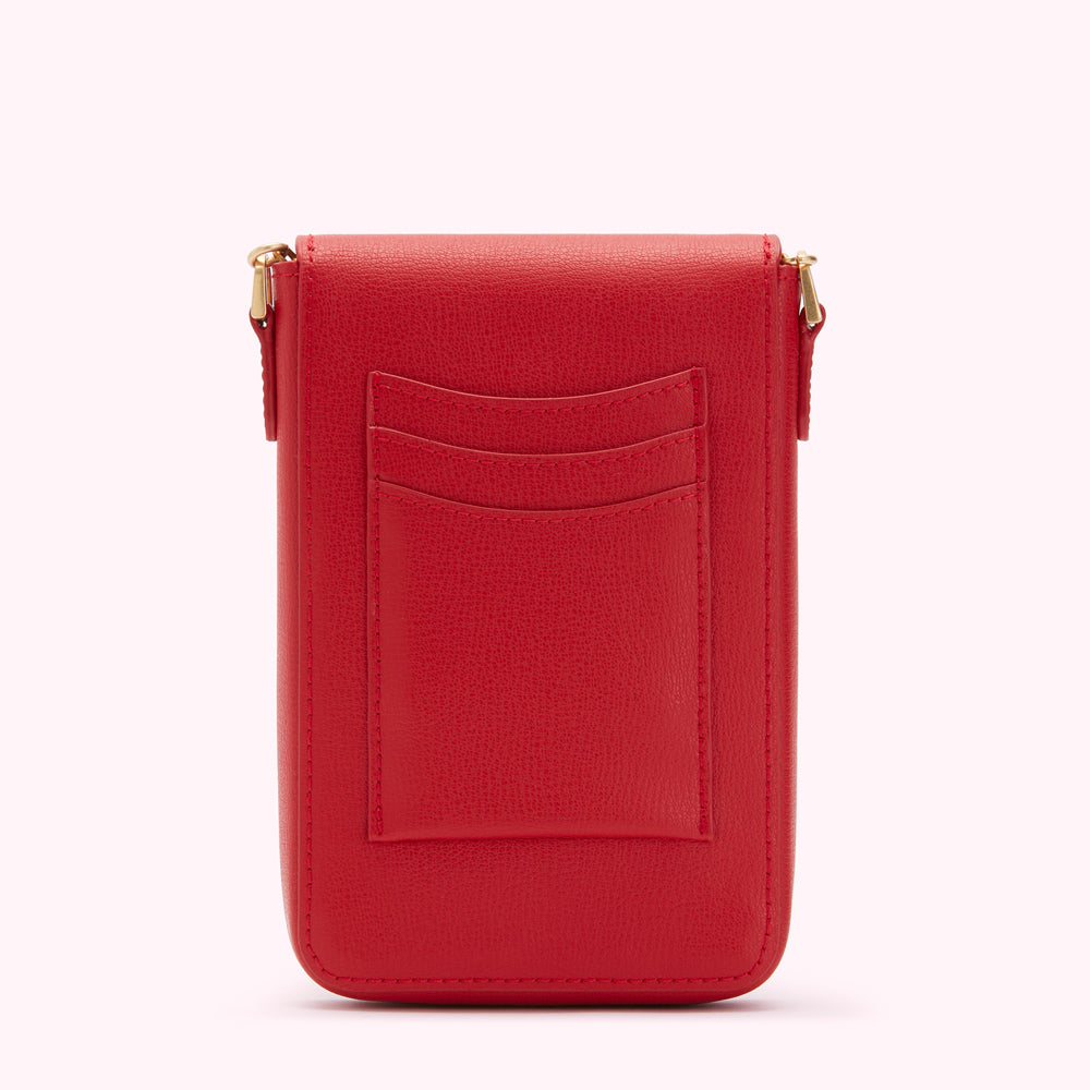 Lulu Red Leather Rita Crossbody Mini Bag | Phone Crossbody