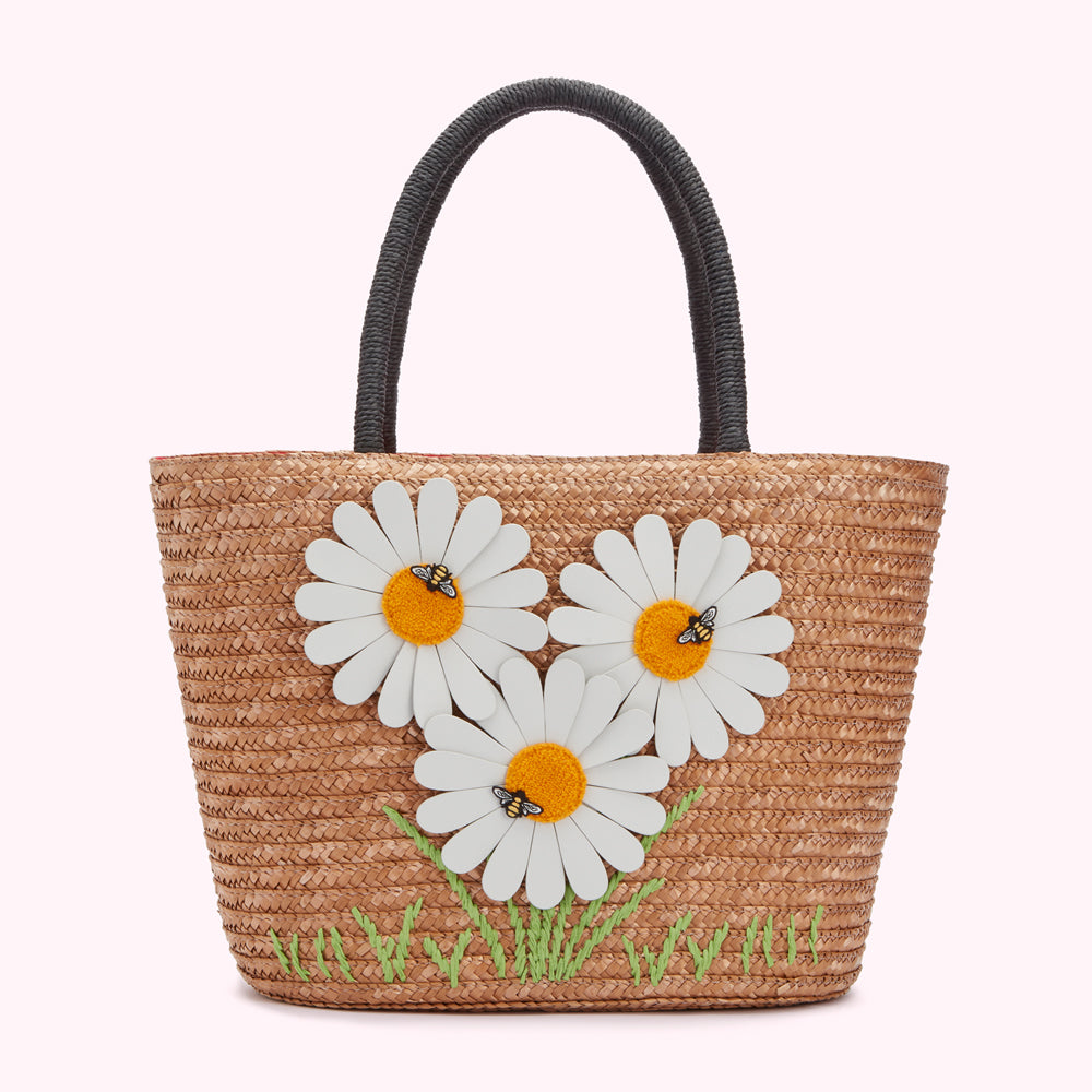 STRAW DAISY SUZY TOTE BAG
