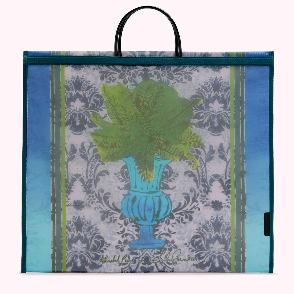 NAVY FERN FRENZY FREIDA MESH TOTE BAG