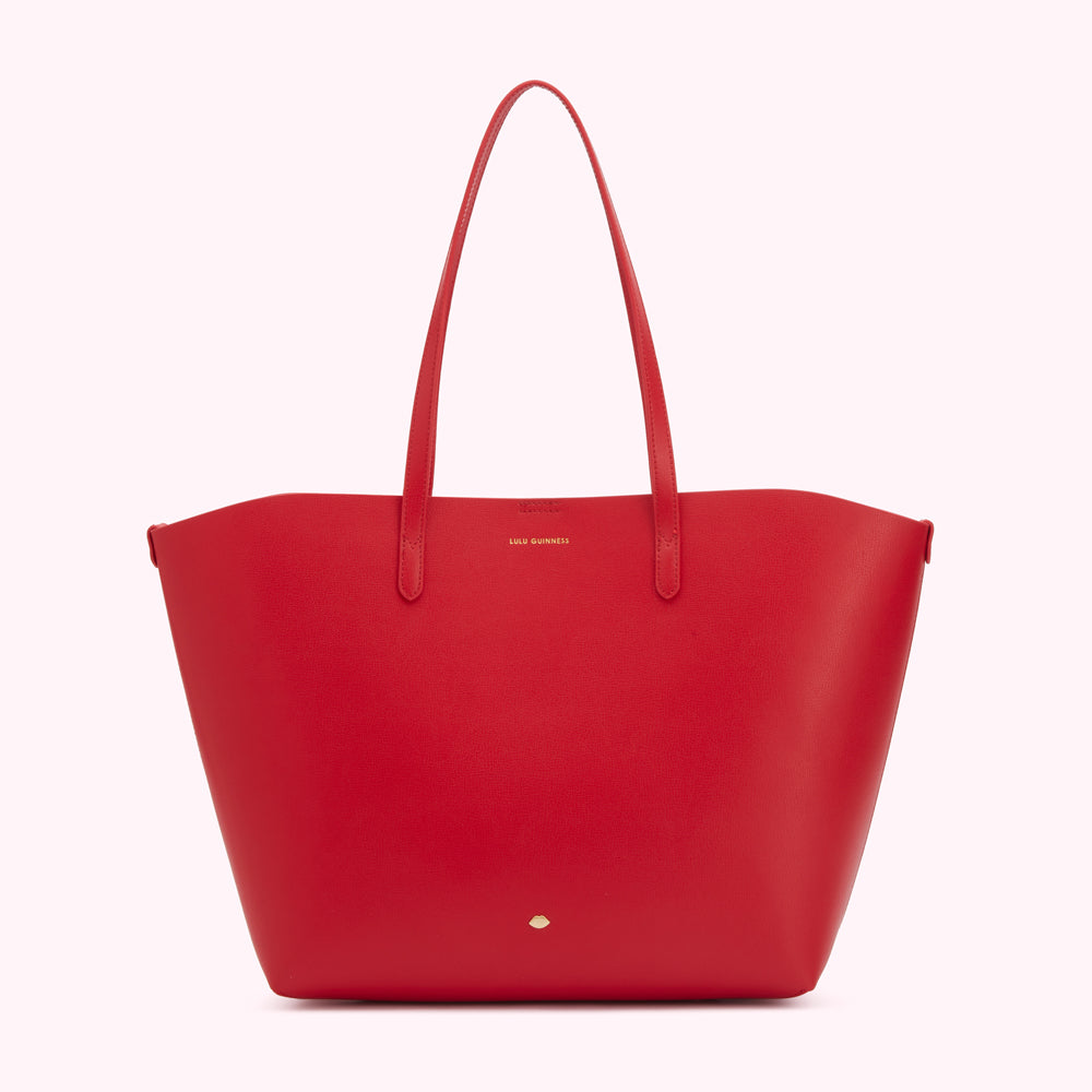 CLASSIC RED LEATHER LARGE IVY TOTE BAG