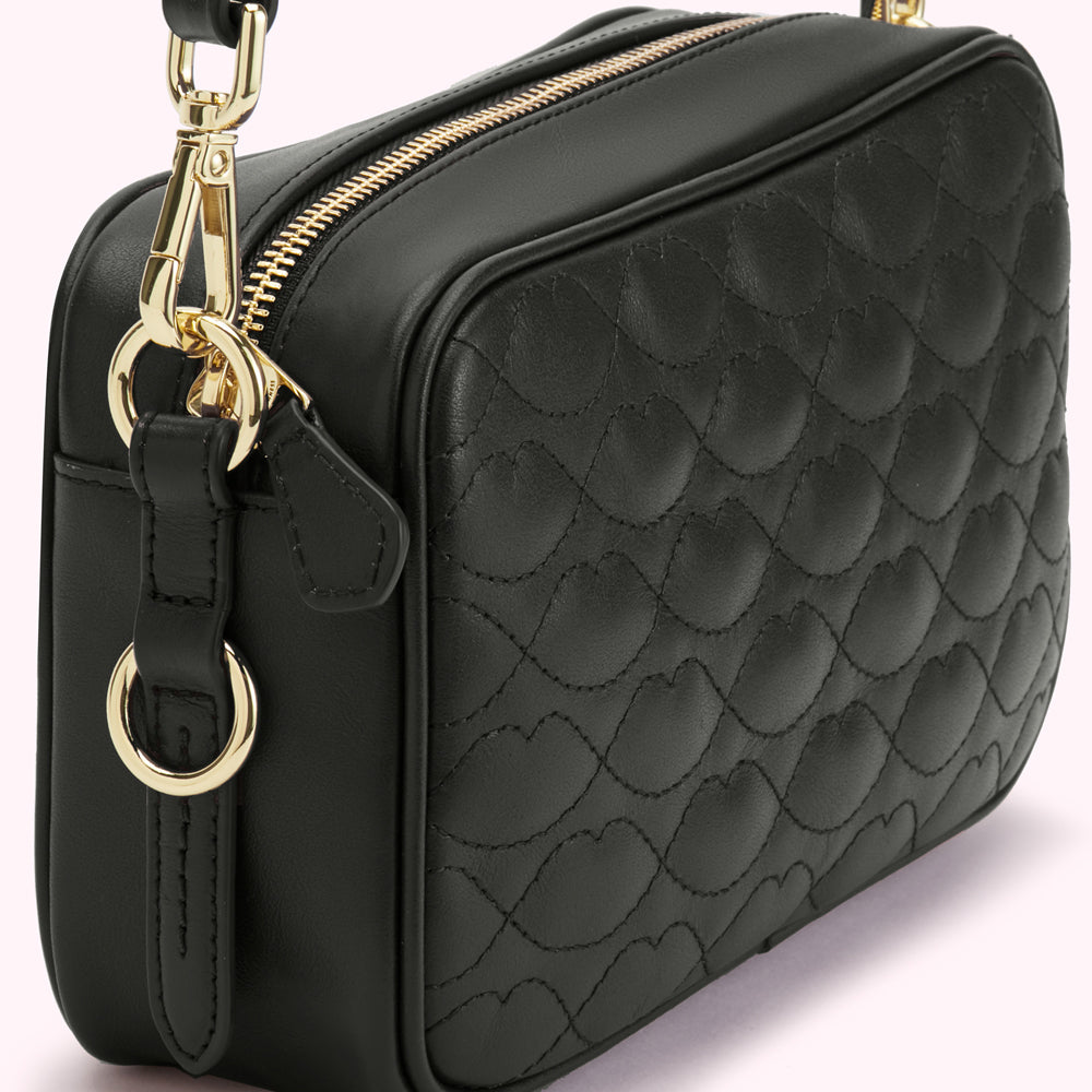 BLACK SMALL QUILTED LIP ASHLEY LEATHER CROSSBODY BAG