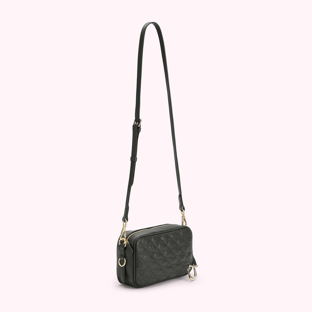 BLACK SMALL QUILTED LIP ASHLEY LEATHER CROSSBODY BAG