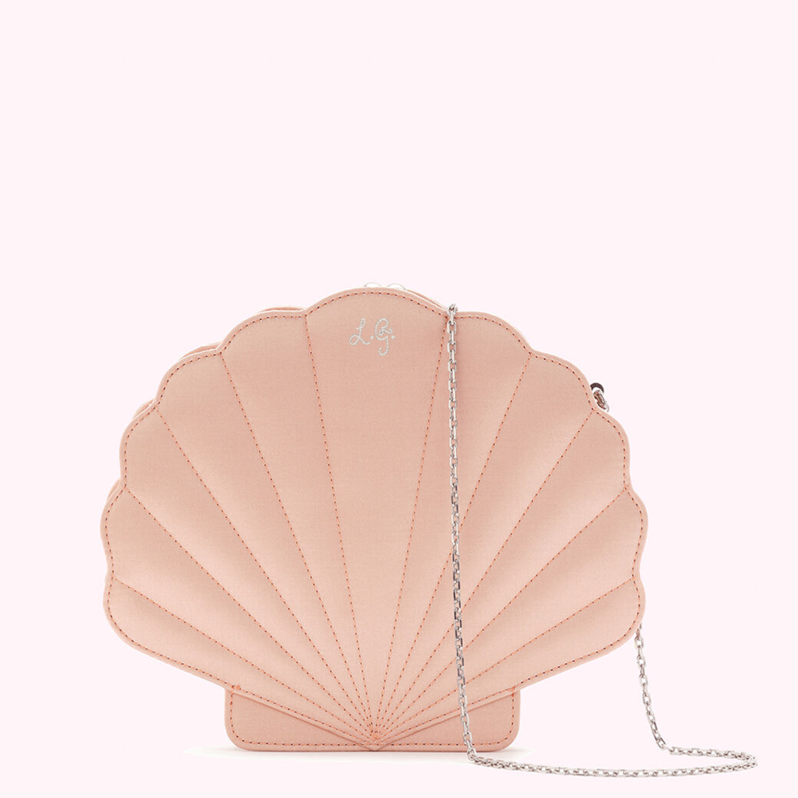 POWDER PINK SATIN SHELL CLUTCH BAG