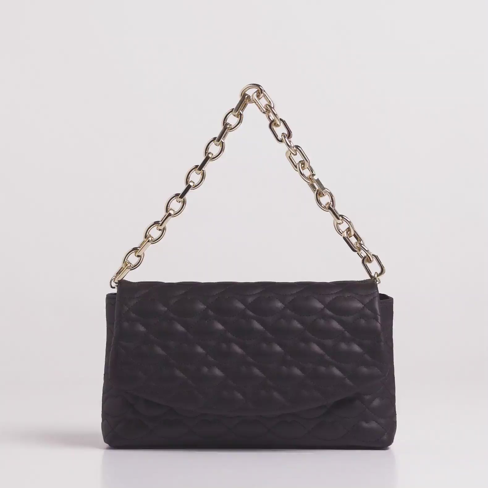 Black Quilted Lips Tara Clutch Bag | Lulu Guinness