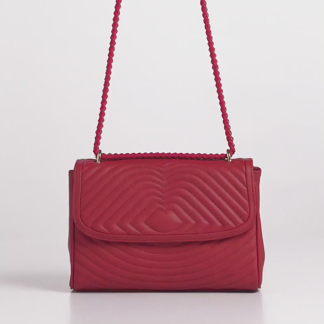 Lulu Red Lip Ripple Quilted Leather Brooke Crossbody Bag